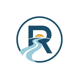 River AI logo: a stylized R with a river and rising sun